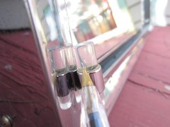 Vintage NATTCO Mirr-O-Nette Chrome Mirror Medicine Cabinet Lighted Lucite Knobs