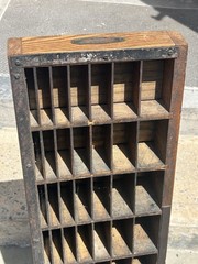 Industrial Oak Thompson Cabinet Co. Printers Cubby Furniture, 31” X 10 X 10 1/2