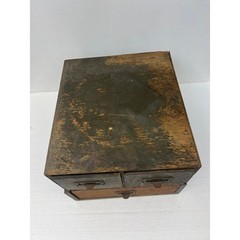 Vintage Green Wood 3 Drawer File Cabinet Rustic Industrial Storage Card Catalog