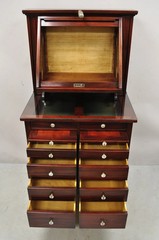 Antique General Optical Mahogany Ophthalmic Cabinet Roll Top Medical Work Desk