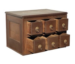Antique Victorian Walnut Apothecary Spool Cabinet with Six Drawers