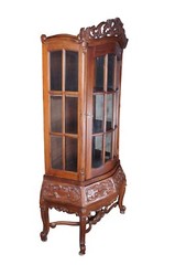 Victorian Revival French Rococo Style Mahogany Display Cabinet Vitrine Curio 74″