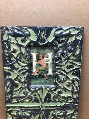 VTG 11×23 Double 4×6 Tin Ceiling Metal Green Photo Picture Frame Old 660-26B