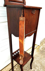RARE TURN OF THE CENTURY VICTORIAN OAK SHAVING STAND W/ BEVELED MIRROR, KEY…