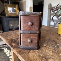 Unusual Draws Slim And Long Wooden Two Tier Vintage Shop Display Unit England