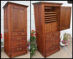 Antique Oak Dentist Dental Cabinet Medical Storage & Files Harvard Co. Canton OH