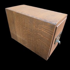 Antique Oak Card Catalog File Box Rare Size Bankers Loan Cards 14 x 10 x 7