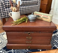 Antique Apothecary Wooden Cabinet Box with Multiple drawers Brass Hardware