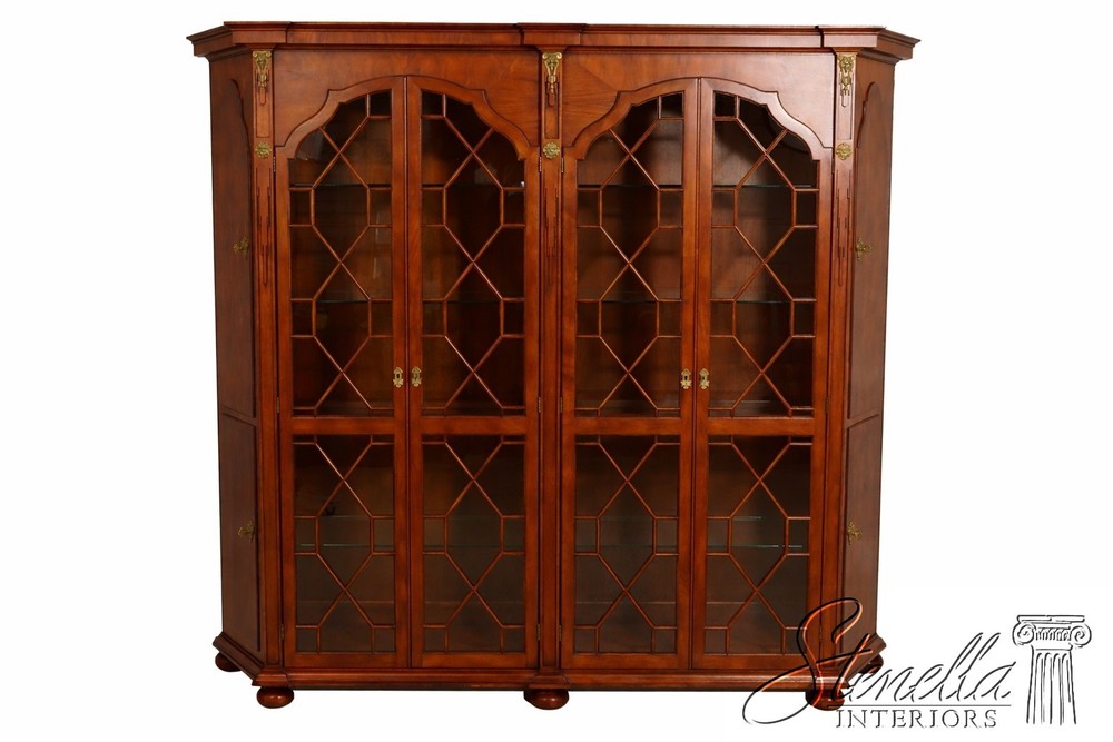 72228: Vintage Large Georgian Style Walnut Bookcase Display Cabinet