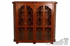 72228: Vintage Large Georgian Style Walnut Bookcase Display Cabinet