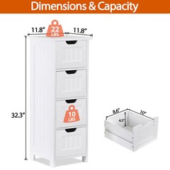 Narrow Floor Bathroom Storage Cabinet with Slide Out Drawers for Small Space
