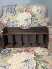 Vintage MCM Captain Cubby Hole Dark Wood Wall Hanging Cabinet Desk Topper