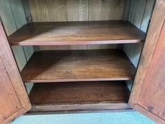 Antique Custom Crafted Pine Two Door Cupboard Cabinet, Jelly Cupboard, Early Red