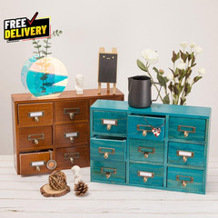 9 Drawers Library Card Catalog Cabinet with Labels Apothecary Cabinet Tabletop..