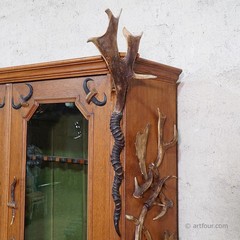 Large Black Forest Antler Gun Cabinet ca. 1900