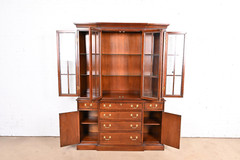 Councill Craftsmen Georgian Carved Mahogany Breakfront Bookcase Cabinet
