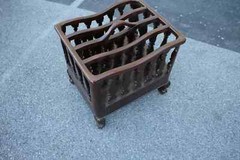 Delightful Solid Rosewood Carved Canterbury Magazine Rack with Drawer – Storage