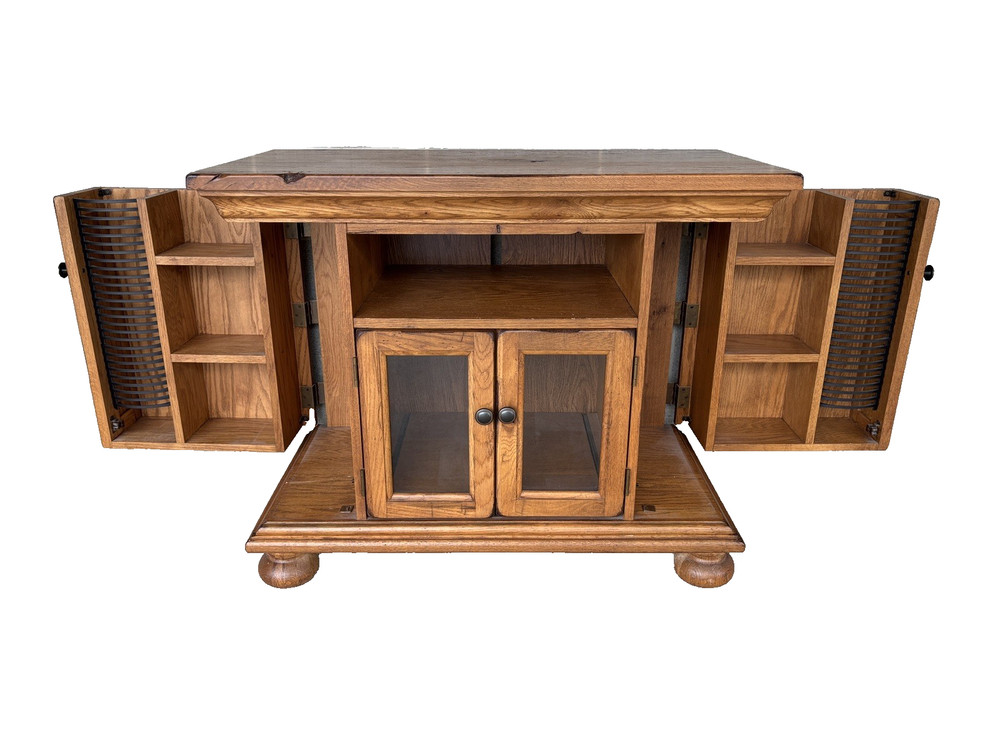 BROYHILL ATTIC HEIRLOOMS DISTRESSED OAK MEDIA CABINET – TV CABINET