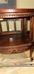 Victorian Dual Door SALESMAN SAMPLE Wood Glass CURIO Cabinet Table TRAY 15.5”H