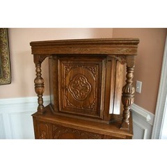 Jacobean Style Solid Wood Cabinet 1920’s Renaissance Architecture England Style