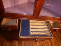 Antique Corner Cupboard Cabinet Walnut Divided Glass Door