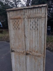 Antique Corrugated Steel Locker Storage Cabinet
