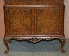 SUBLIME ART DECO DRINKS CABINET WITH EXQUISITE BURR WALNUT PANELS CABRIOLE LEGS
