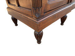 Antique French Art Nouveau Curio Cabinet Hutch China Breakfront Oak Side By Side