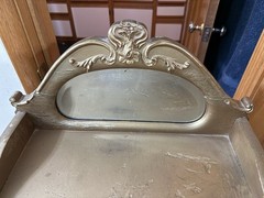 1800’s Gilded Hand Painted 7-Shelves Vernis Martin Style Beveled Mirror Cabinet