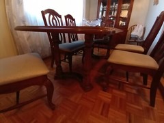 Antique Wooden China Cupboard and Wooden Table with 6 Chairs