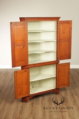 Antique American Pine Two-Part Paneled Door Corner Cupboard