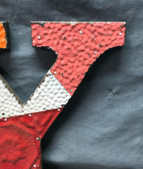 Decorative Salvaged Tin Ceiling 12″ Patchwork Mix Color Letter Y Metal 360-25B
