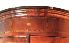 C. 1790 Hepplewhite English Bow Front Corner Cabinet W/ Inlay & Brass H Hinges