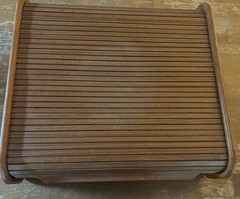 VTG Teak Wood Tambour Door Cassette Case Cabinet Holds 36 Tapes Eppco Ent. Thai