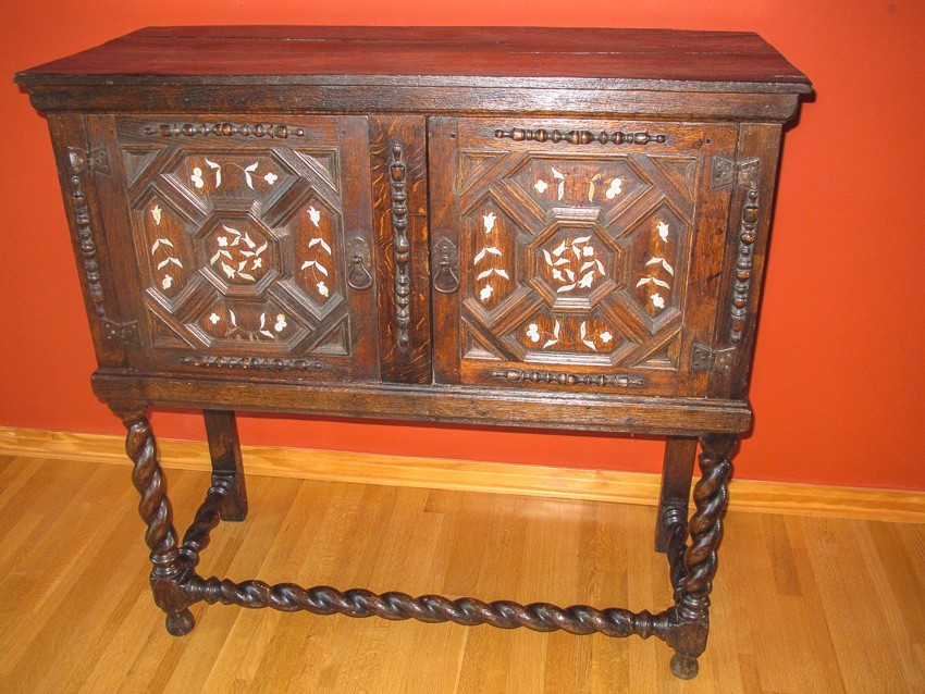 20% off until end of year Rare Antique English Oak Cabinet on Stand.