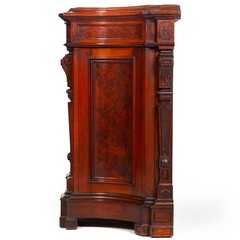 Renaissance Revival Walnut and Marble Cabinet w/ Bronze Clodion Plaque