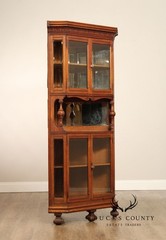 Antique Victorian Oak Corner China Cabinet