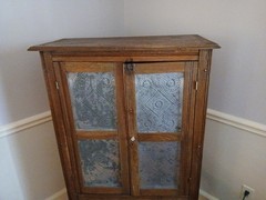 Antique Early Southern American Primitive Style Pie Safe Punched Tin Cabinet