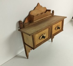 Antique Wall Hanging Herbal Rack Cabinet Kitchen Drawers Carved Sanded Wood Bar