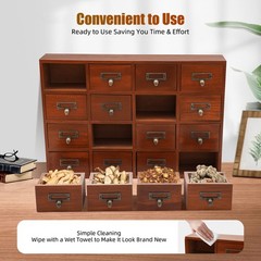 Vintage 16 Drawers Tabletop Library Card Catalog Cabinet Apothecary Storage Box