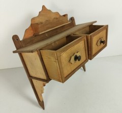 Antique Wall Hanging Herbal Rack Cabinet Kitchen Drawers Carved Sanded Wood Bar