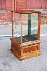 Antique Drug Store Showcase Oak Glass Display Case Trophy Bookcase Cabinet VTG