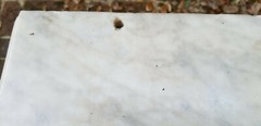 ANTIQUE 19 c. ENGLISH OAK MARBLE TOP STAND DRY CABINET w/ TEAR DROP PULLS
