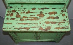 HAND PAINTED VICTORIAN DISTRESSED GREEN DRESSER BOOKCASE OR KITCHEN CUPBOARD