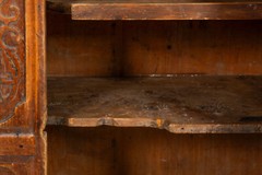 Continental Heavily Worn Carved One-Door Cupboard Cabinet of Small Size