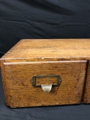 Antique 2 Drawer Wooden Library Card Catalog Index Cabinet
