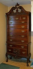 Antique VTG Mahogany Chippendale Highboy Chest Queen Anne Furniture Dresser