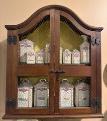 Antique Lusterware Spice Cabinet Set Complete Kitchen Canisters 1920s 1930s