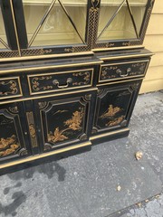 65944 Oriental KEN HILL Furniture Breakfront China Cabinet Curio with DESK