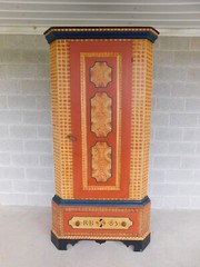 Antique 2 Piece 18th Century Grain Painted Corner Cabinet Berks Co. Pa